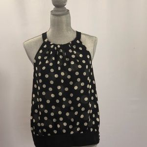 Ann Taylor Blouse polka dot black and white 6